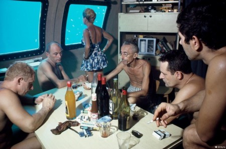 Жак–Ив Кусто с командой в подводном доме Морская звезда 1963.