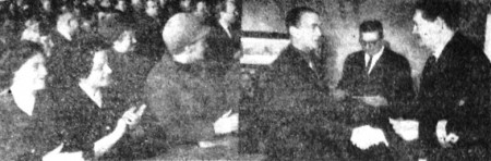 Стюфу Альберту Яковлевичу сменному инженеру ТМРП  вручает юбилейную медаль ветерана труда   В. Я. Теносаар – 17 04 1970