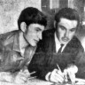 Парфентьев  А. слева   , Ростовское  МУ,  и  Т.  Паадик из ТРПТ штурманы-практиканты -   танкер  Криптон  1965  год